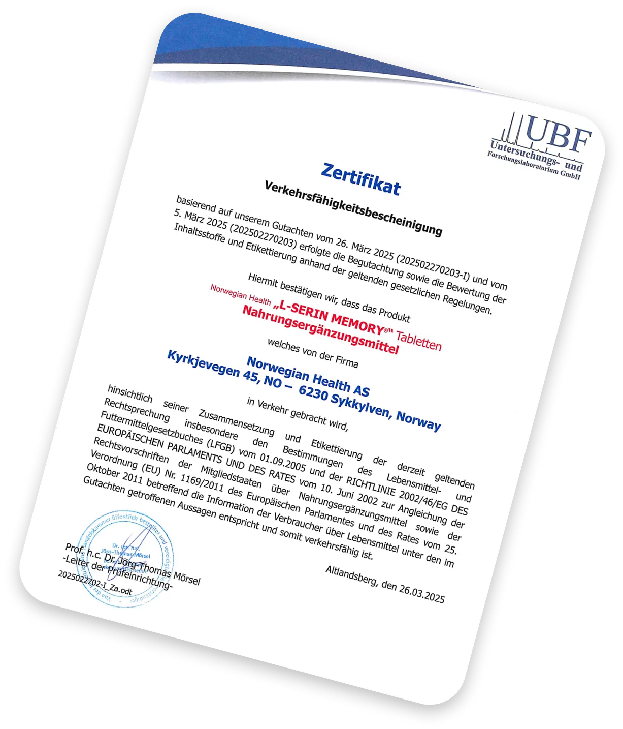 UBF certificate